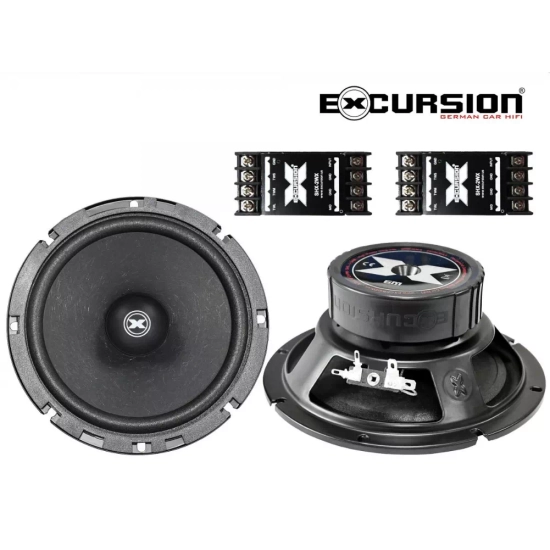 Excursion SHX-6C dB  2-drożny samochodowy zestaw głośnikowy: 4 woofery 165mm, 2 tweetery 25mm, 4 zwrotnice - 1.5ohm, 180/400W, 95dB, 40-21000Hz, głęb.